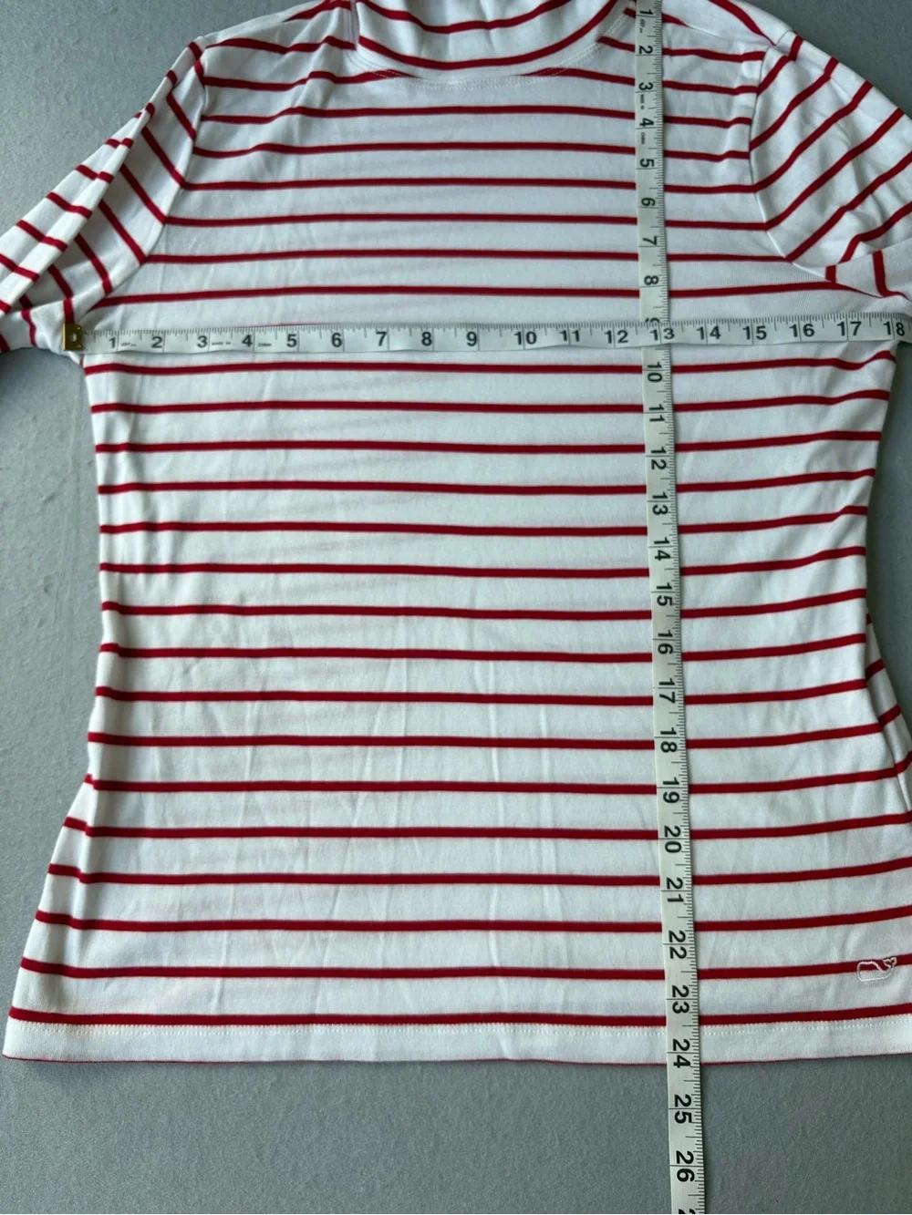 Vineyard Vines Women’s Red & White Pima Cotton Striped Turtleneck Sz M